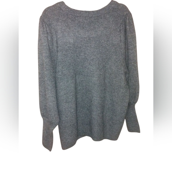 CeCe Bow Accent Sweater Women’s  Crew Neck Gray Stretchy Pullover SZ 2X NWT - Picture 2 of 5